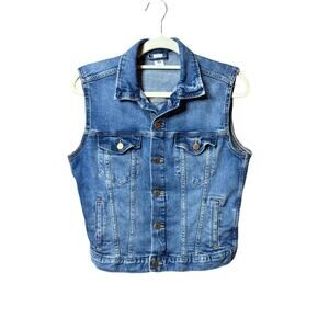 &Denim H&M Denim Blue Jean Cropped Vest Jacket Size S